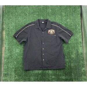 Harley Davidson Mens Striped Logo Black XL Short Sleeve Button Up Shirt